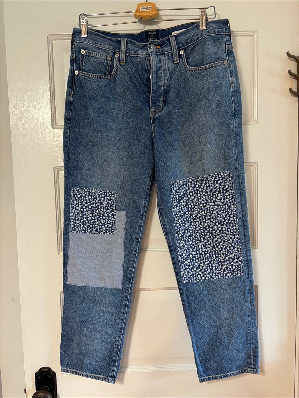 J. Crew Slim Boyfriend Jeans in Blue Denim with Contrast Stitching